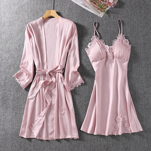 Camisón Corto Sensual con Tirante de Seda Helada y Soporte de Pecho - Image 14