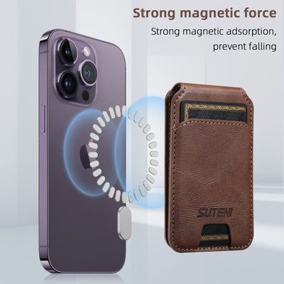 Soporte Magnético Universal para Teléfono con Anillo MagSafe y Cuero PU