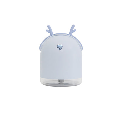 Yellow smart humidifier with cute animal ears and a gold emblem, featuring a transparent base for small spaces. - Image 4