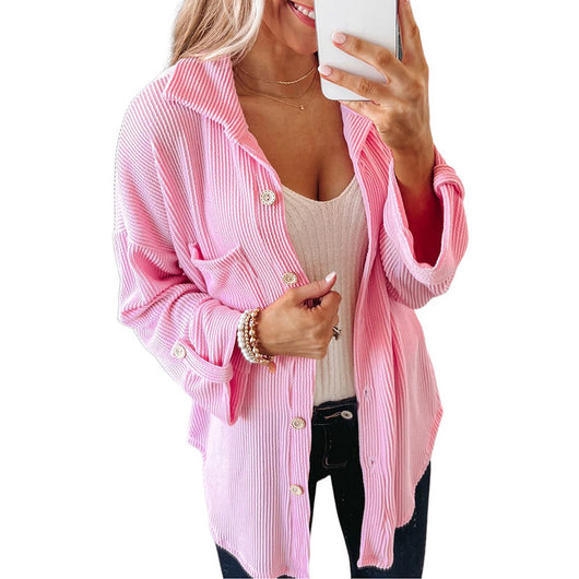 Blusa Tejida Suelta de Manga Larga en Color Sólido - Comodidad y Estilo - Image 4