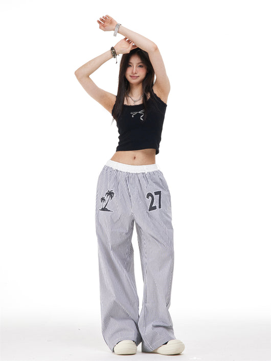 Pantalones Rectos Anchos con Rayas Verticales Bordadas - Efecto Adelgazante - Image 24