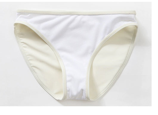 White four-piece bikini swimsuit set for women, featuring a long-sleeve tie-front top and tiered ruffle skirt. - Image 6