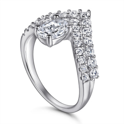 Anillo de Diamantes Doble Fila en V de Circón - Image 8