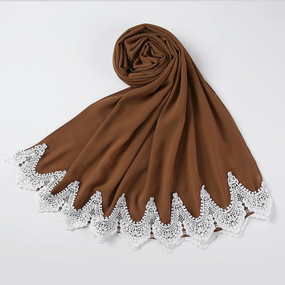 Pañuelo de Gasa Perla con Encaje Malayo - Diseño Cosido a Mano - Image 62