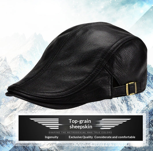 Gorra de Cuero Estilo Coreano Delgada para Otoño e Invierno - Caballeros Maduros - Image 17