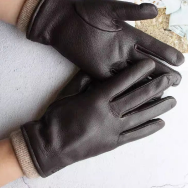 Guantes de Motociclista en Cuero Genuino Ante y Gamuza para Hombre