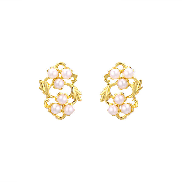 Aretes de Perla y Flor de Hoja para Mujer - Image 5