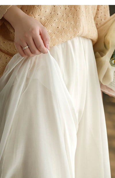 Pantalones Anchos de Cintura Alta en Malla y Gasa - Comodidad Elegante - Image 24