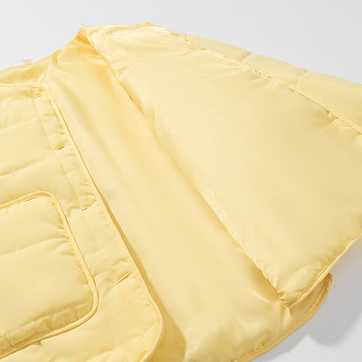 Abrigo Acolchado de Algodón a Cuadros Amarillo para Mujer - Image 6