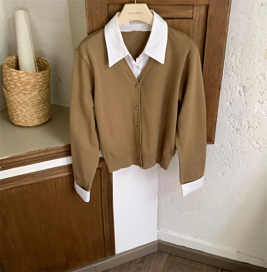 Suéter Ejecutivo Dos Texturas - Camisa y Punto Combinado para Mujer - Image 7