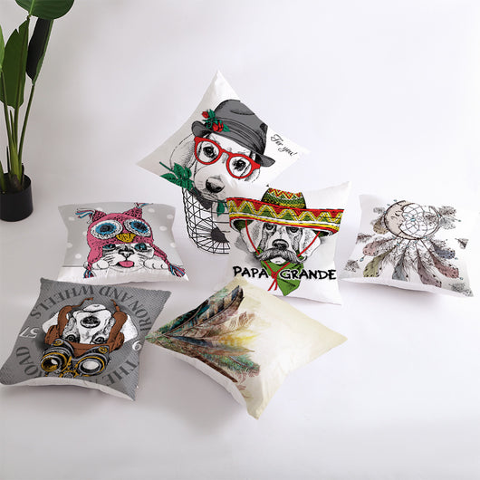 Funda de Cojín Sofá Tela Melocotón Serie Animales Infantiles
