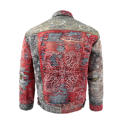 Chaqueta Denim Roja con Estampado Flor de Cajú - Image 4