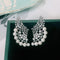 Micro-Set Zircon Scalloped Elegant Pearl Earrings Blanco Dorado
