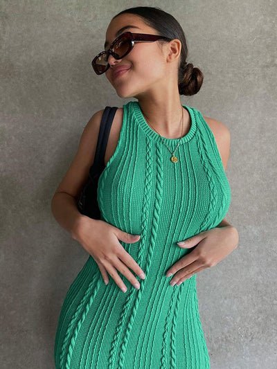 Vestido Tejido sin Mangas Cuello Redondo para Mujer - Estilo Otoño - Image 8