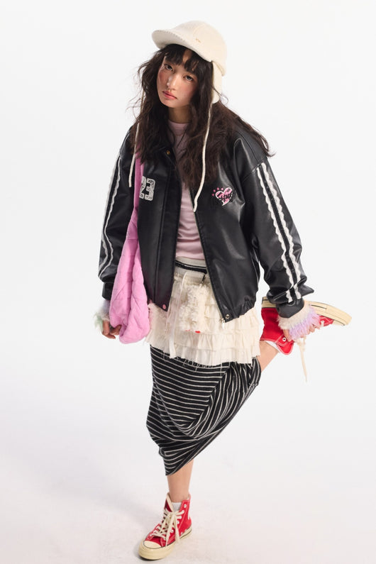 Chaqueta de Solapa Negra con Encaje y Bordado Love Number para Mujer - Image 29