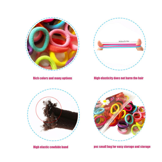 Pack 100 Cintas Elásticas para Cabello Infantil - Multicolor Suave sin Costuras - Image 3