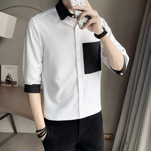 Camisa de Rayas Tres Cuartos para Hombre - Diseño Moderno de Verano - Image 16