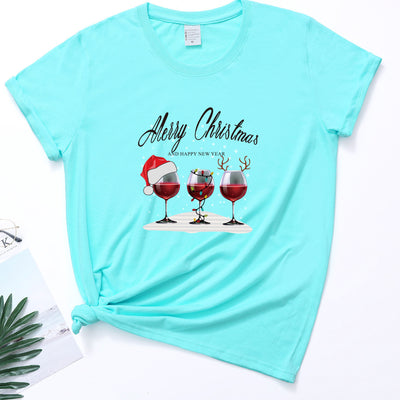 Playera Navideña con Estampado de Tres Copas de Vino - Image 20