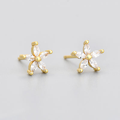 Aretes de Piedra de Caballo con Flor de Cinco Pétalos y Diamantes de Color - Image 19