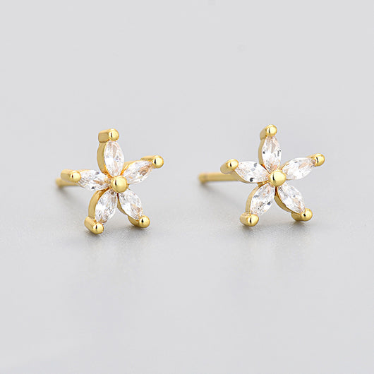 Aretes de Piedra de Caballo con Flor de Cinco Pétalos y Diamantes de Color - Image 19