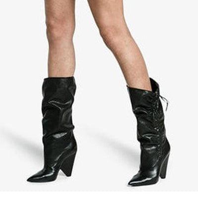 Botas Martin Altas con Tacón Cónico y Cordones Plisados para Mujer - Image 10
