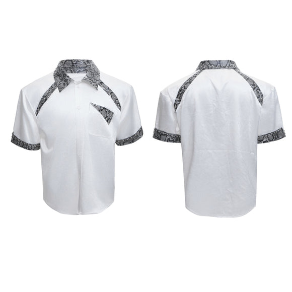 Camisa de Patchwork Cuero Serpiente con Remaches Metálicos