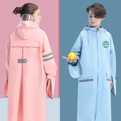 Poncho Impermeable Escolar para Niños y Niñas - Protección Total con Mochila Integrada