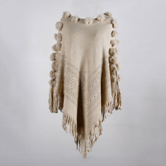 Suéter Tipo Poncho con Borlas y Cuello Redondo para Mujer - Image 11