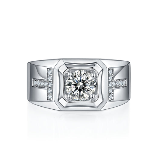 Anillo de Plata S925 con Moissanita Doble T para Hombre - Image 2