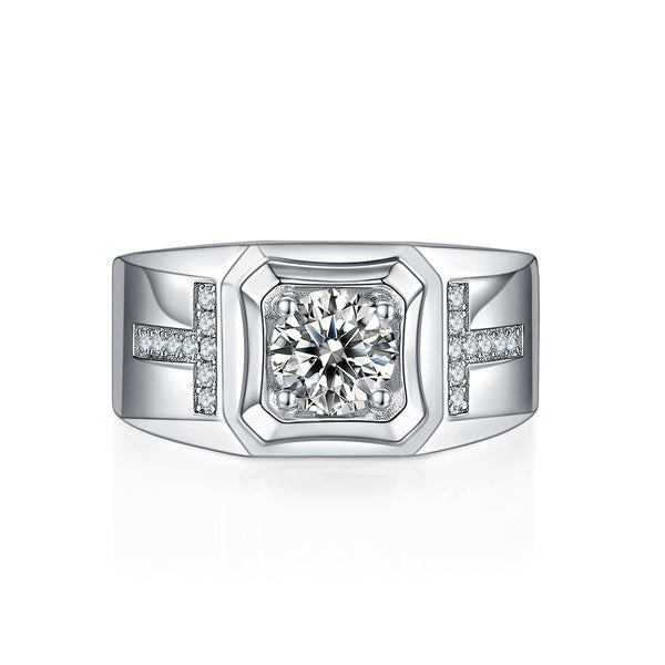 Anillo de Plata S925 con Moissanita Doble T para Hombre - Image 2