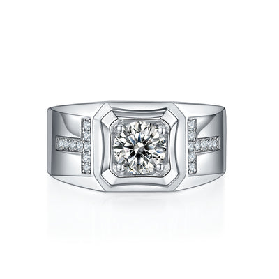 Anillo de Plata S925 con Moissanita Doble T para Hombre - Image 2