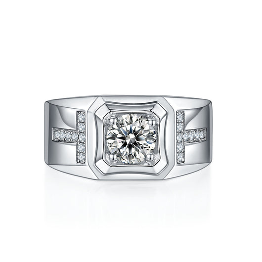 Anillo de Plata S925 con Moissanita Doble T para Hombre - Image 2