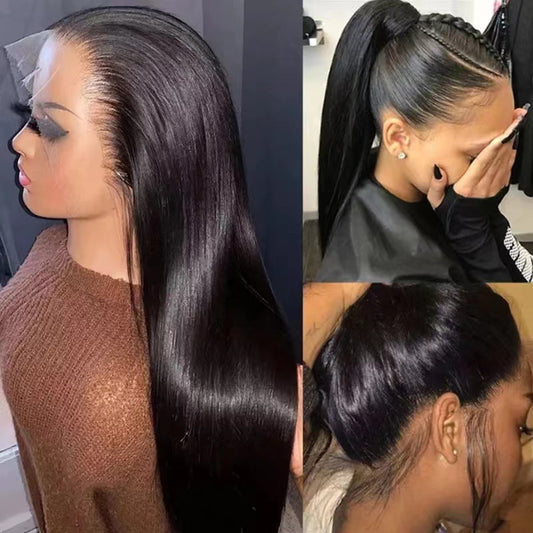 Peluca Frontal Tejida a Mano 13x4 con Encaje y Cabello Liso Largo