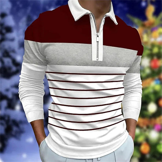 Polo Manga Larga con Cierre y Contraste de Colores - Image 13
