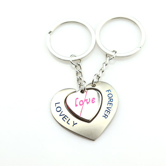 Llavero de Corazón Personalizado para Parejas - Conectados de Corazón a Corazón