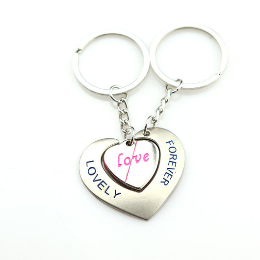 Llavero de Corazón Personalizado para Parejas - Conectados de Corazón a Corazón