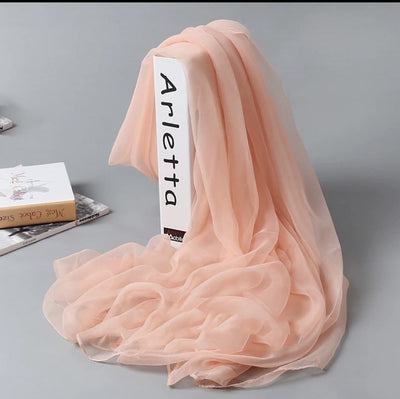 Pañuelo de Seda Largo para Mujer - Chal Playero Chifón Liso Grande - Image 18