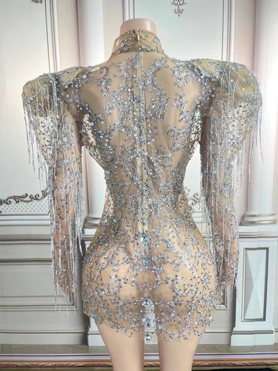 Vestido de Noche con Cadena de Diamantes Completos para Dama - Image 5