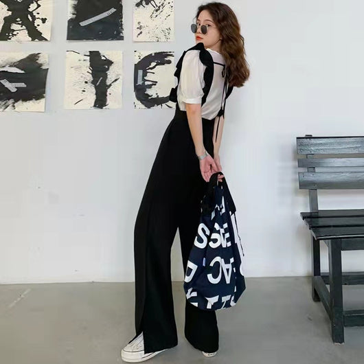 Conjunto de Dos Piezas: Pantalón Ancho con Tirantes y Blusa Entallada - Image 9