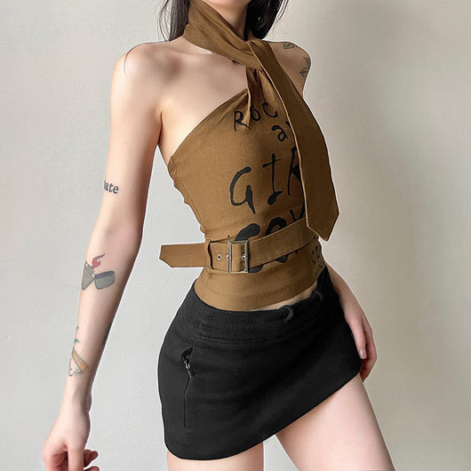 Top Halter Ajustado con Cuello Anudado y Espalda Descubierta - Image 20