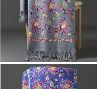Bufanda Cashmere Tibetana Bordada Gruesa para Invierno - Image 21