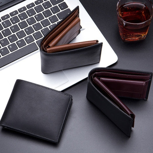 Billetera Corta de Cuero Genuino para Hombre - Diseño Trifold