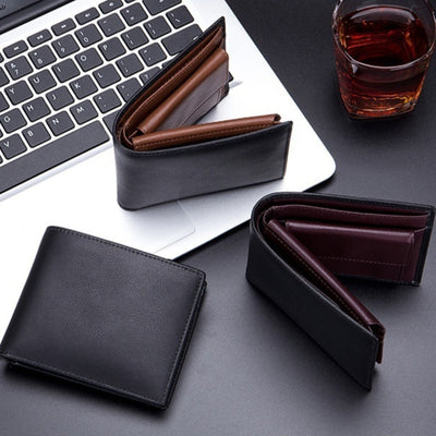 Billetera Corta de Cuero Genuino para Hombre - Diseño Trifold