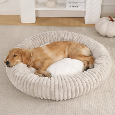Cama Acolchada Redonda para Mascotas con Diseño de Rayas - Image 3