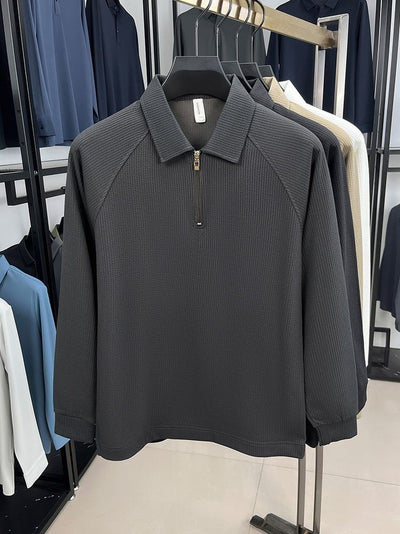 Polo Manga Larga con Textura Waffle y Cierre Medio - Estilo Americano - Image 21