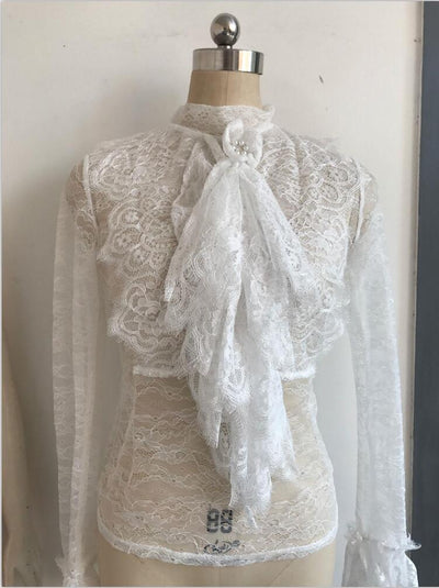Blusa Ajustada de Encaje con Mangas Largas para Mujer - Image 3