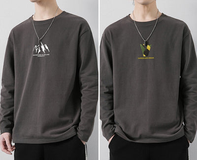 Camiseta de Algodón Manga Larga Suelta para Hombre - Image 19