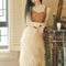 Vestido Tejido con Detalle de Encaje y Delantal Cosido