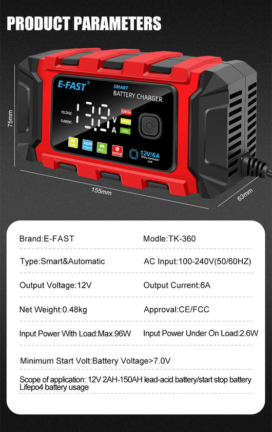 Cargador de Batería LiFePO4 12V para Vehículos Automotrices - Image 6