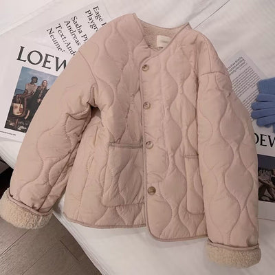 Chaqueta Acolchada de Lana Cordero para Mujer - Abrigo de Invierno - Image 4